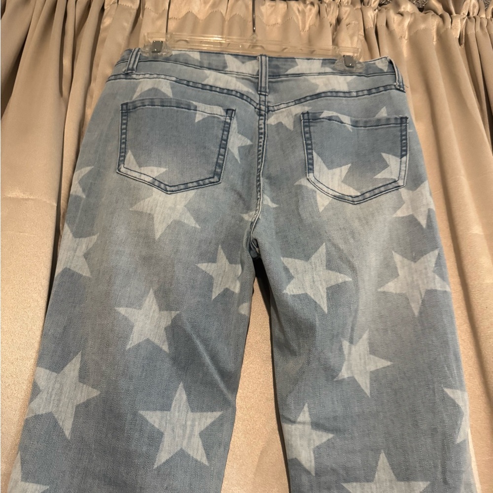 Easel Sky Blue Star Pattern Skinny Jeans - Picture 8 of 11
